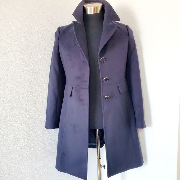 Journey Navy Blue Pea Coat Spring Fall Jacket Casual Made in Turkey SZ S /US 4 - Picture 3 of 12